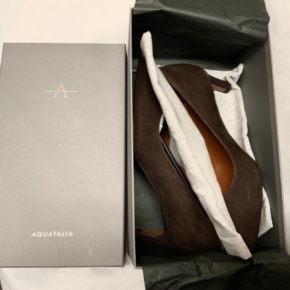 Aquatalia Marianna Suede Pointed Toe Pump Espresso - Picture 9 of 16